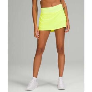 Lululemon Pace Rival Mid-Rise Skirt Skort Neon Highlight Yellow 10